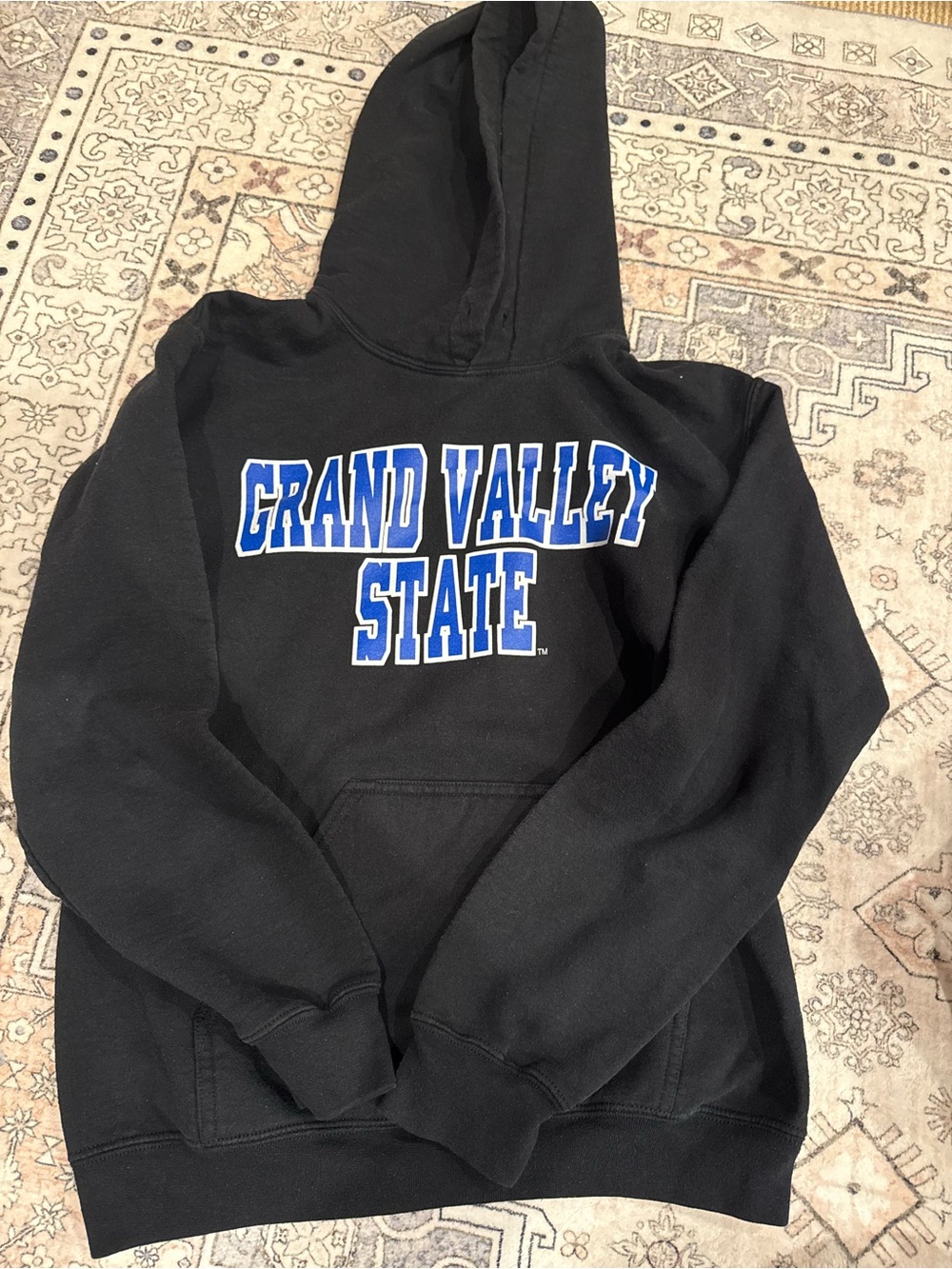Gildan Black Hoodie with Blue Grand Valley State Graphic